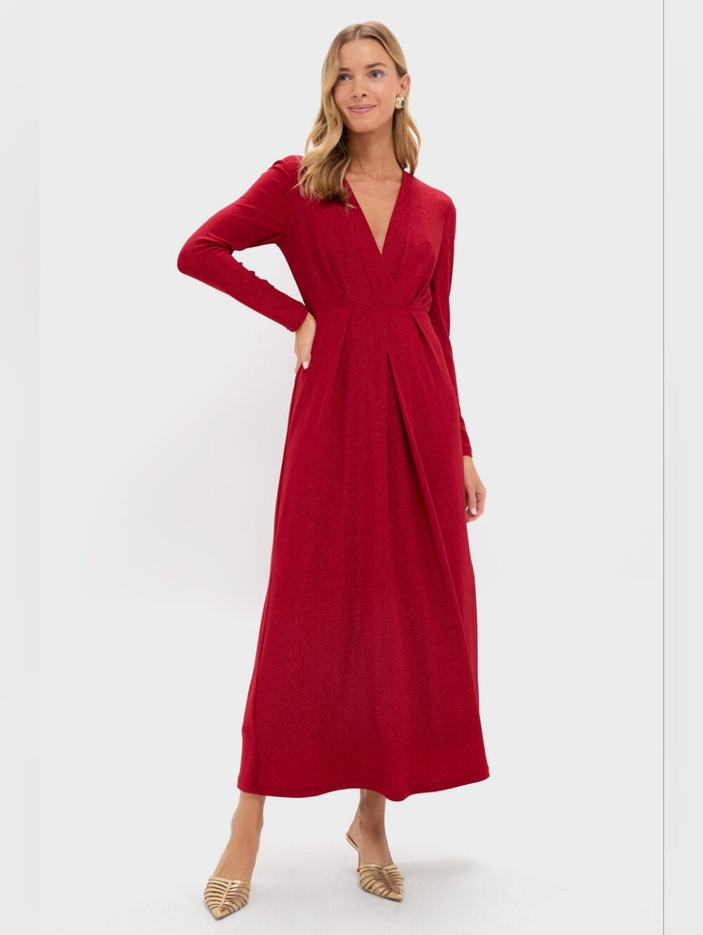 Tuckernuck Hyacinth House Red Shimmer V-Neck Angelina Gown Size Large
